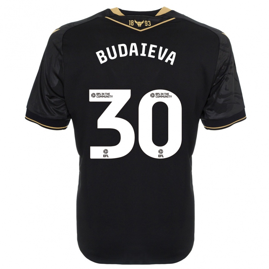 ילדים כדורגל Vitallia Budaieva #30 שחור זהב הרחק ג'רזי 2025/26