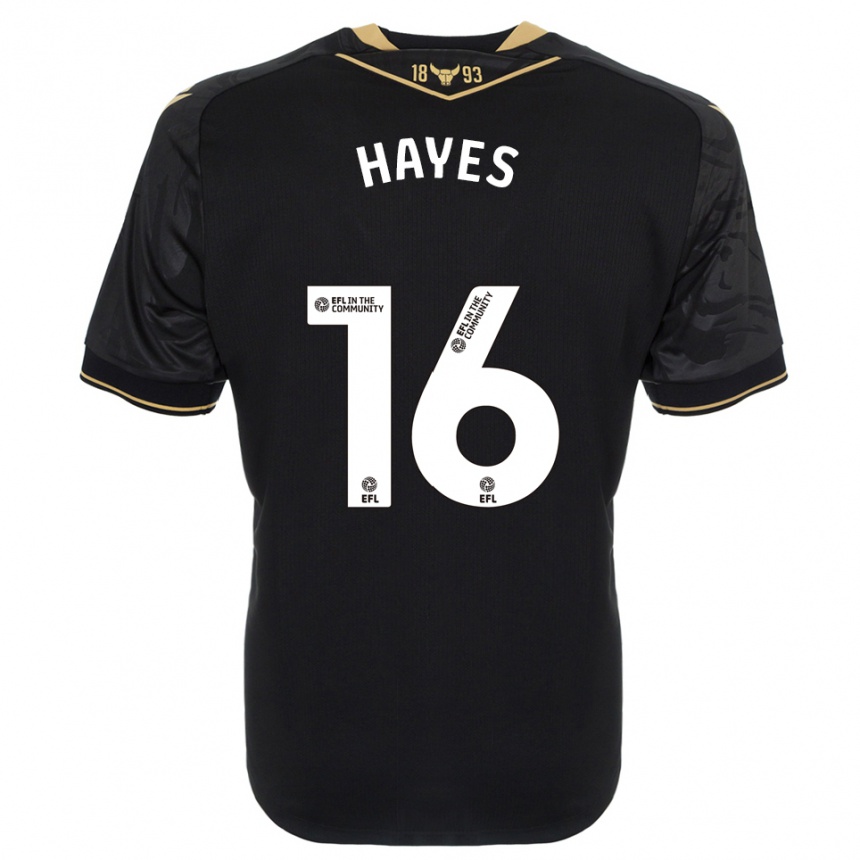 ילדים כדורגל Georgia Hayes #16 שחור זהב הרחק ג'רזי 2025/26