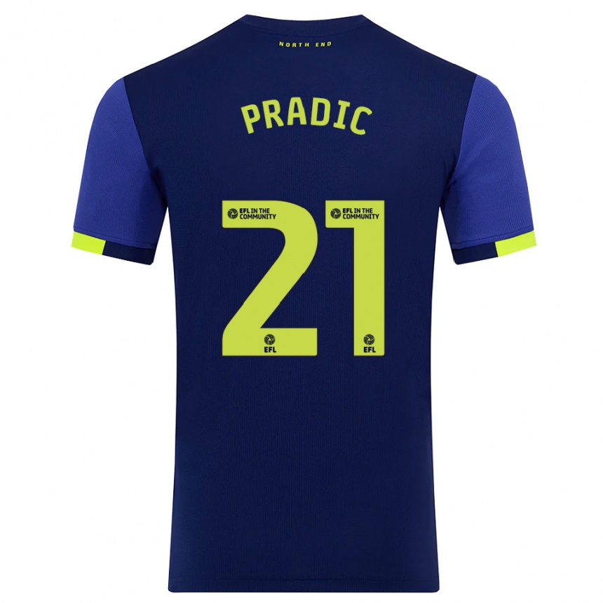 ילדים כדורגל James Pradic #21 כחול נייבי צהוב הרחק ג'רזי 2025/26