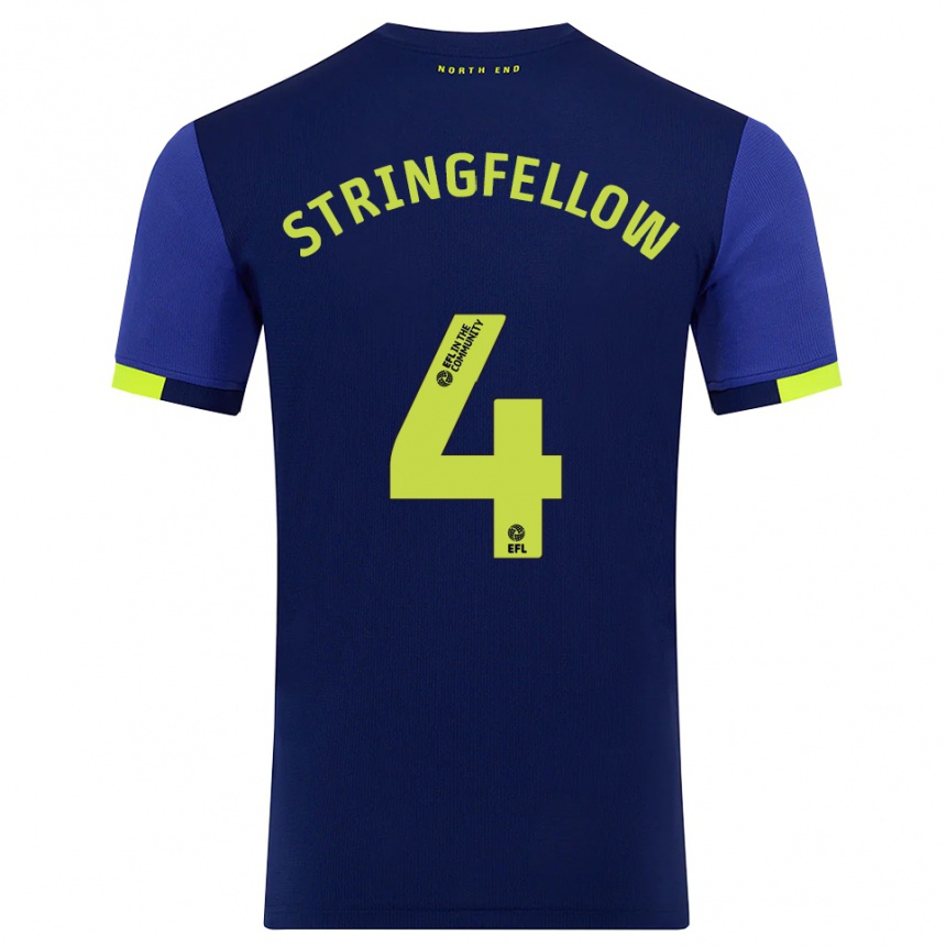 ילדים כדורגל Harry Stringfellow #4 כחול נייבי צהוב הרחק ג'רזי 2025/26