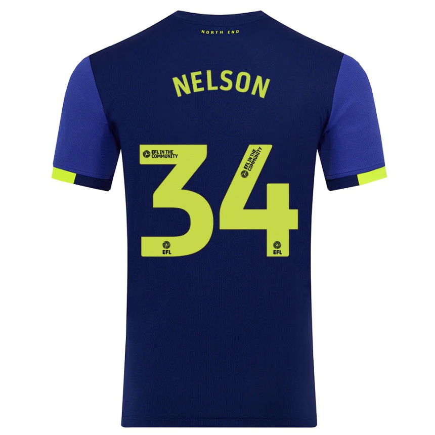 ילדים כדורגל קיט אדווארד נלסון #34 כחול נייבי צהוב הרחק ג'רזי 2025/26 ילדים כדורגל קיט אדווארד נלסון #34 כחול נייבי צהוב הרחק ג'רזי 2025/26