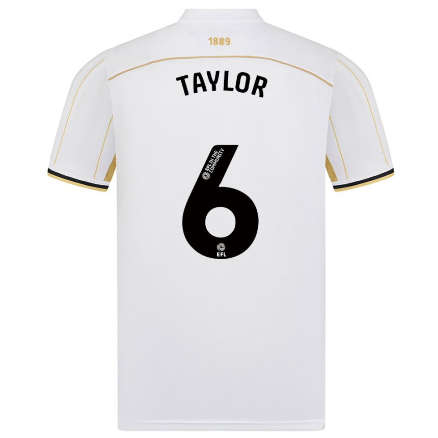 ילדים כדורגל Emma Taylor #6 לבן זהב הרחק ג'רזי 2025/26