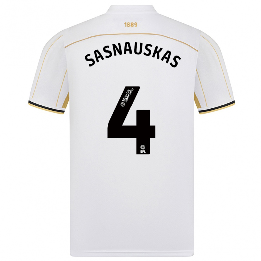 ילדים כדורגל דובידס ססנאוסקאס #4 לבן זהב הרחק ג'רזי 2025/26