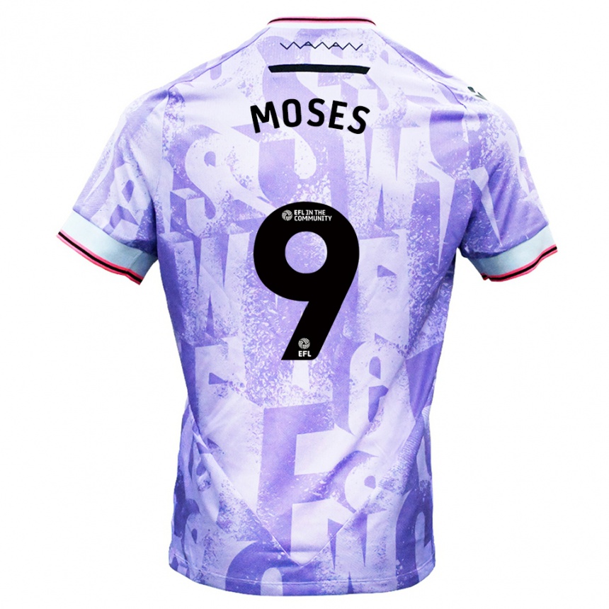 ילדים כדורגל דבלן מוזס #9 לילך לבן הרחק ג'רזי 2025/26