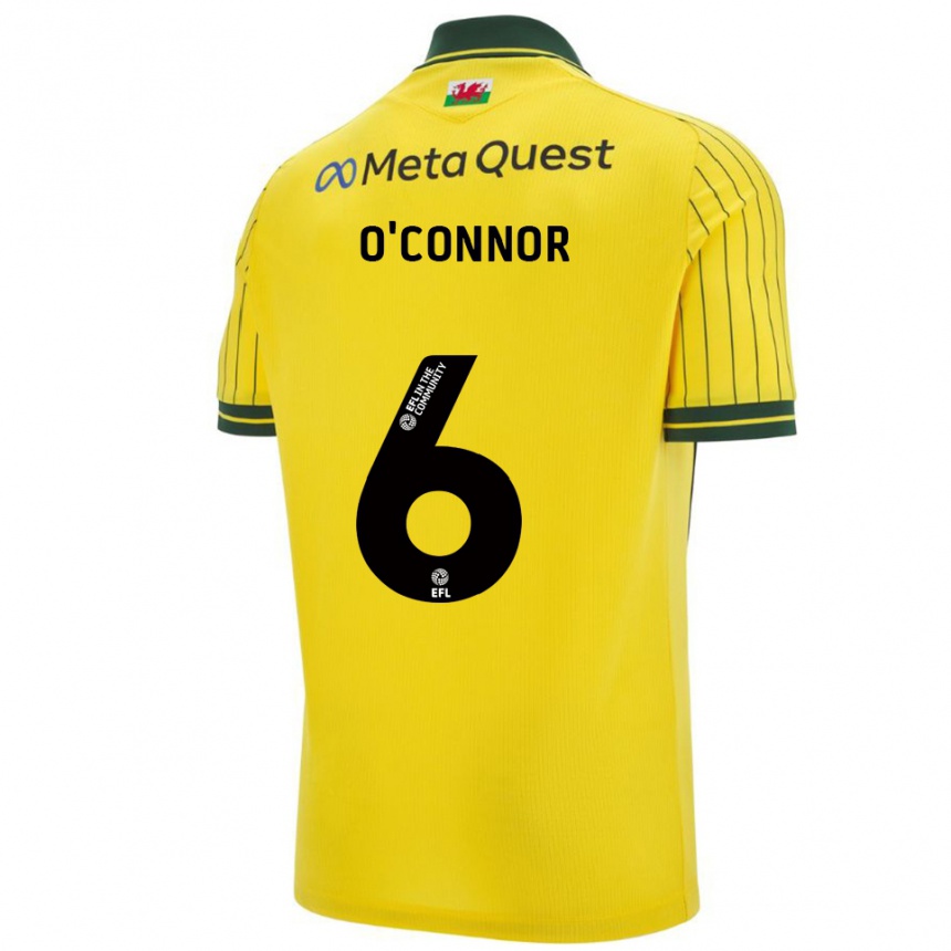ילדים כדורגל תומאס או'קונור #6 צהוב ירוק הרחק ג'רזי 2025/26