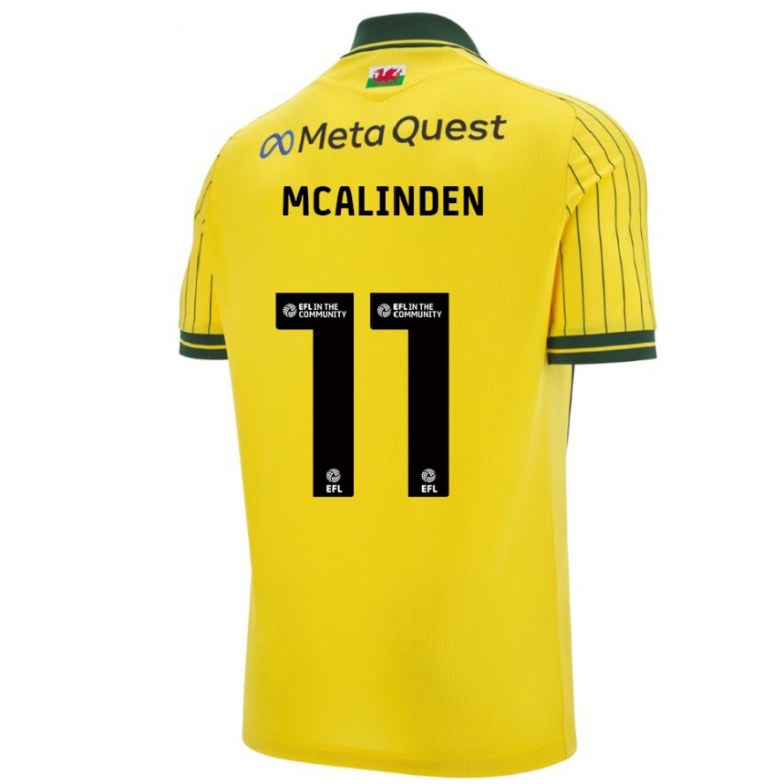 ילדים כדורגל ליאם מקאלינדן #11 צהוב ירוק הרחק ג'רזי 2025/26