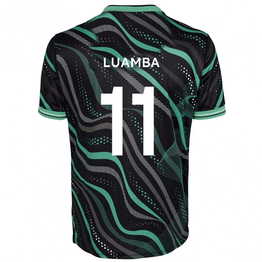 ילדים כדורגל Junior Luamba #11 שחור ירוק הרחק ג'רזי 2025/26