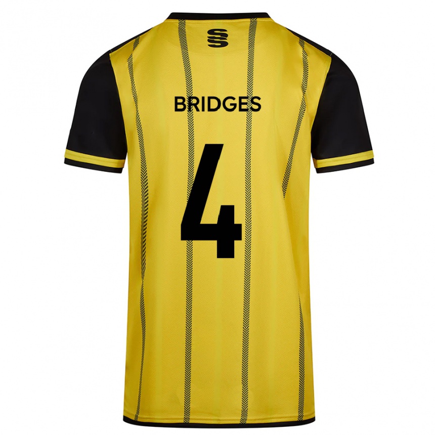 ילדים כדורגל Jacob Bridges #4 צהוב שחור הרחק ג'רזי 2025/26