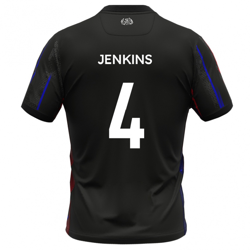 ילדים כדורגל לוק ג'נקינס #4 שחור אדום הרחק ג'רזי 2025/26
