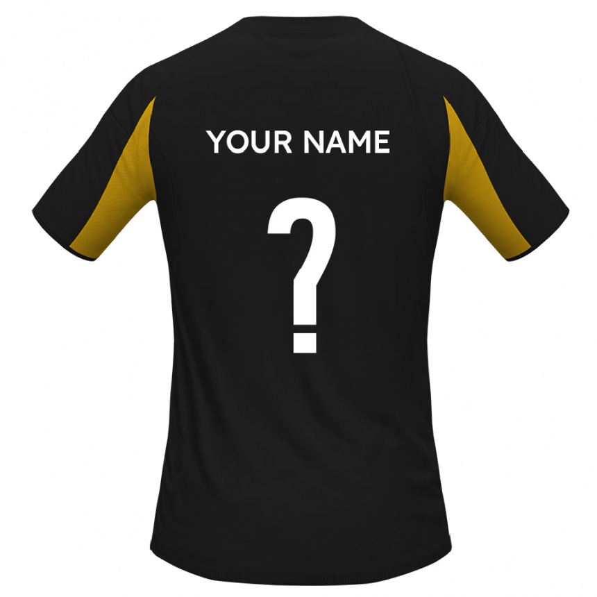 ילדים כדורגל השם שלך #0 שחור צהוב הרחק ג'רזי 2025/26