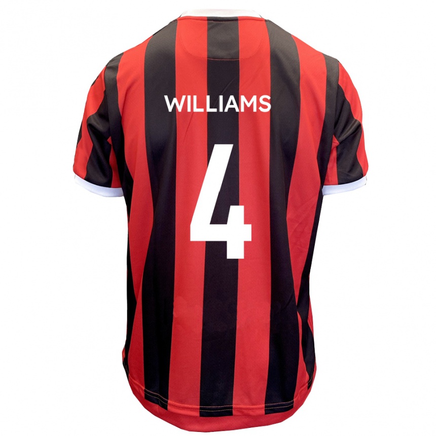 ילדים כדורגל מורגן וויליאמס #4 אדום שחור הרחק ג'רזי 2025/26