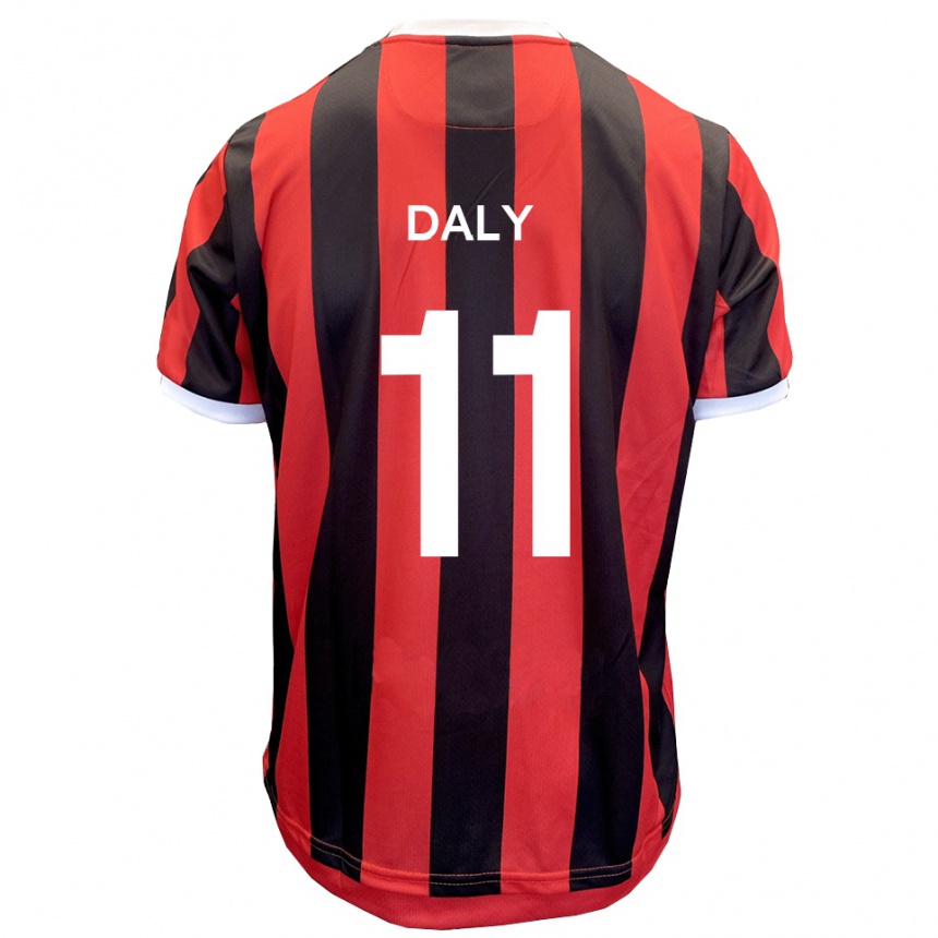 ילדים כדורגל James Daly #11 אדום שחור הרחק ג'רזי 2025/26