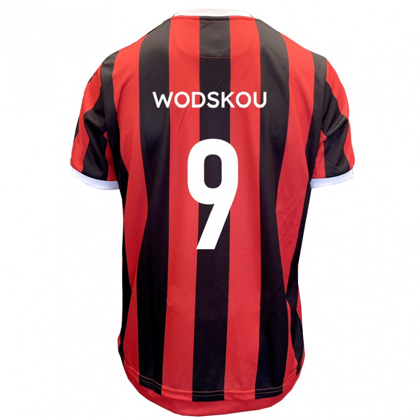 ילדים כדורגל בן וודסקו #9 אדום שחור הרחק ג'רזי 2025/26