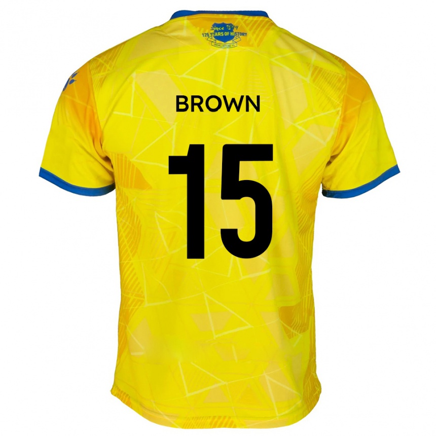 ילדים כדורגל Jed Brown #15 צהוב כחול הרחק ג'רזי 2025/26