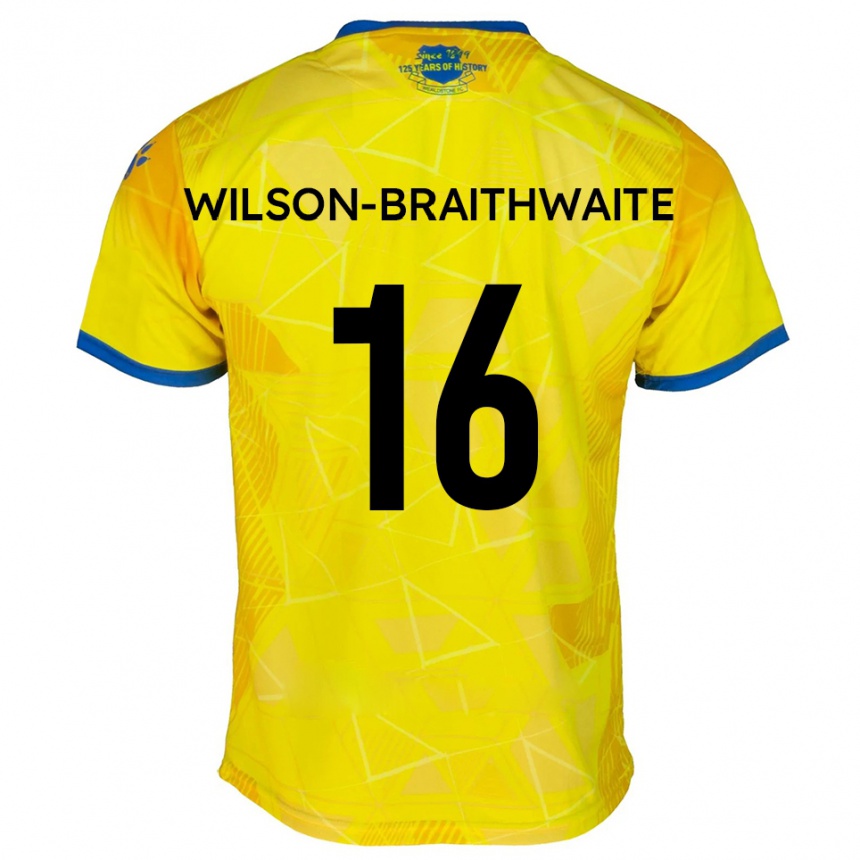ילדים כדורגל Makai Wilson-Braithwaite #16 צהוב כחול הרחק ג'רזי 2025/26