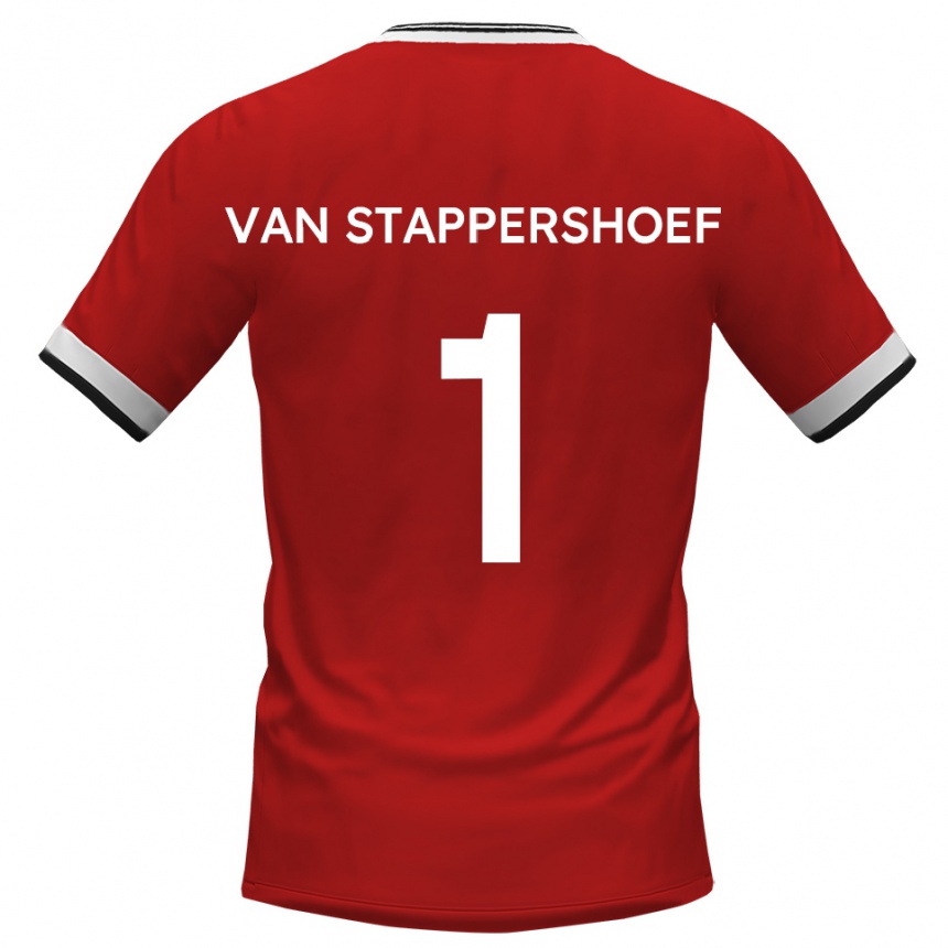 ילדים כדורגל Jordi Van Stappershoef #1 לבן שחור הרחק ג'רזי 2025/26