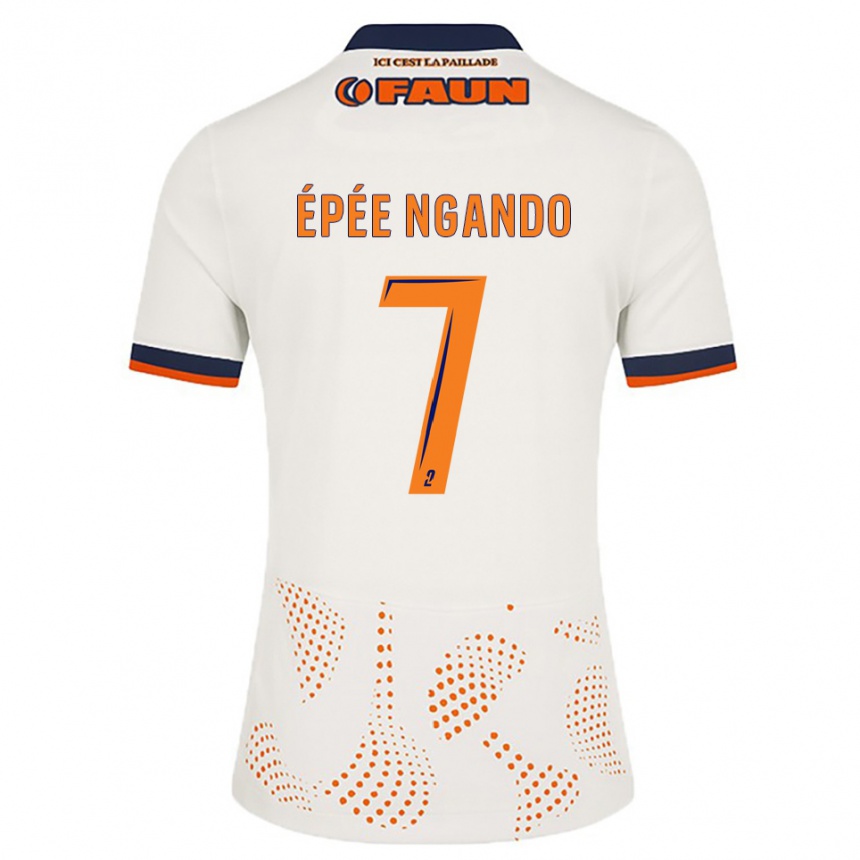 ילדים כדורגל Pierre Épée Ngando #7 לבן כתום הרחק ג'רזי 2025/26