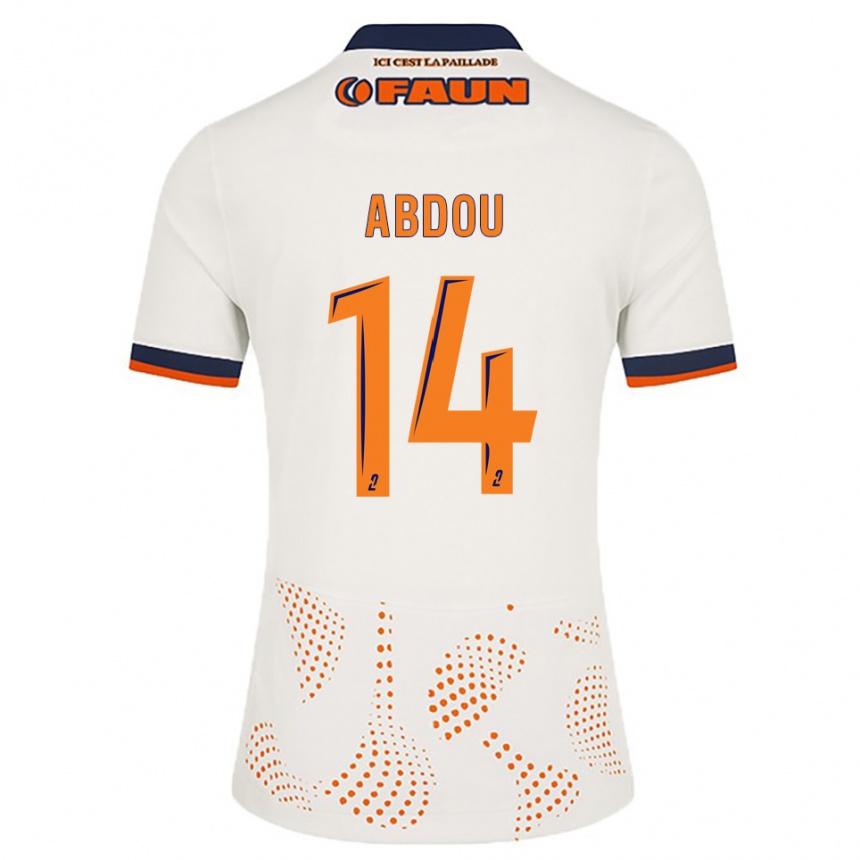 ילדים כדורגל Mathias Abdou #14 לבן כתום הרחק ג'רזי 2025/26