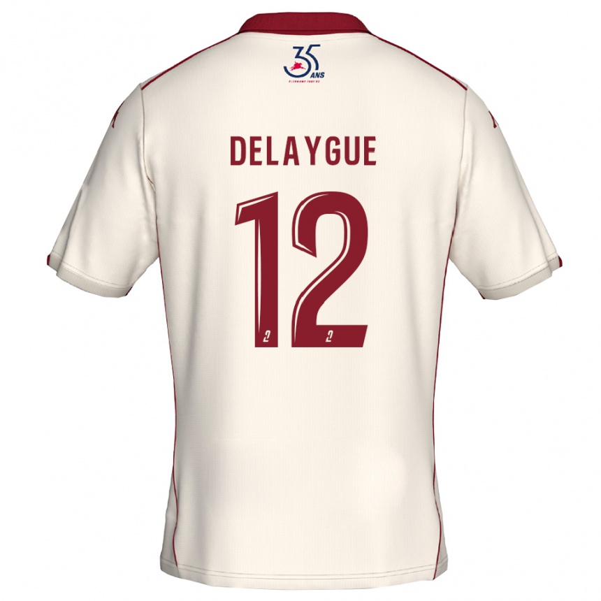 ילדים כדורגל Lorenzo Delaygue #12 לבן בורדו הרחק ג'רזי 2025/26