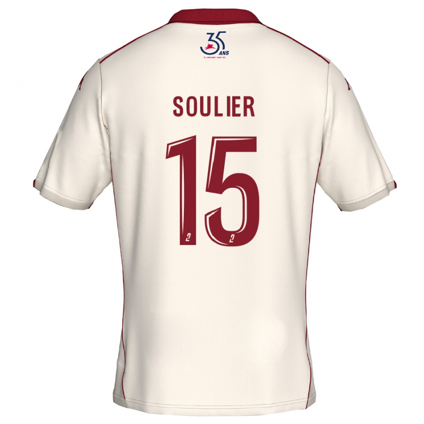 ילדים כדורגל Claire Soulier #15 לבן בורדו הרחק ג'רזי 2025/26