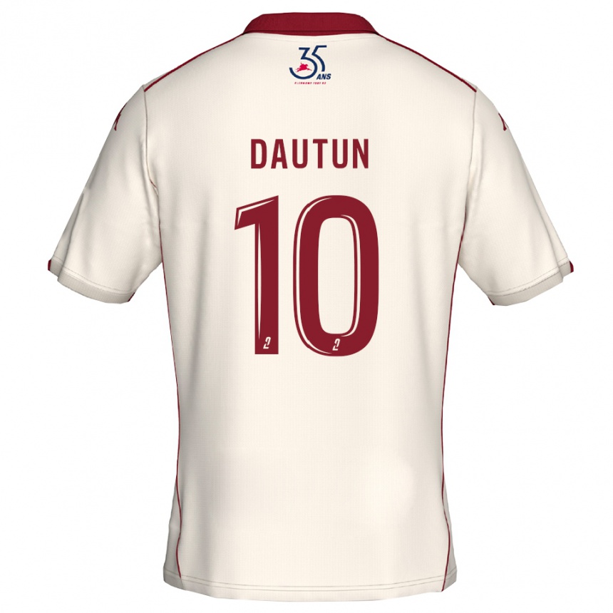 ילדים כדורגל Margaux Dautun #10 לבן בורדו הרחק ג'רזי 2025/26