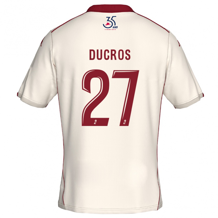 ילדים כדורגל Estelle Ducros #27 לבן בורדו הרחק ג'רזי 2025/26