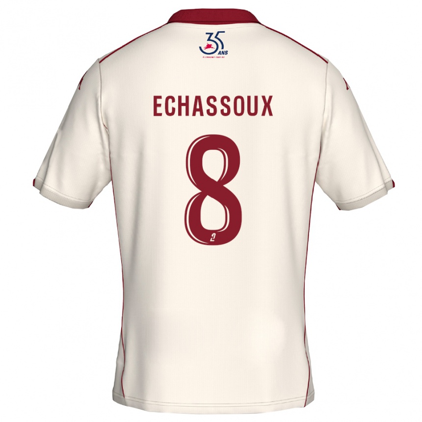 ילדים כדורגל Augustin Echassoux #8 לבן בורדו הרחק ג'רזי 2025/26