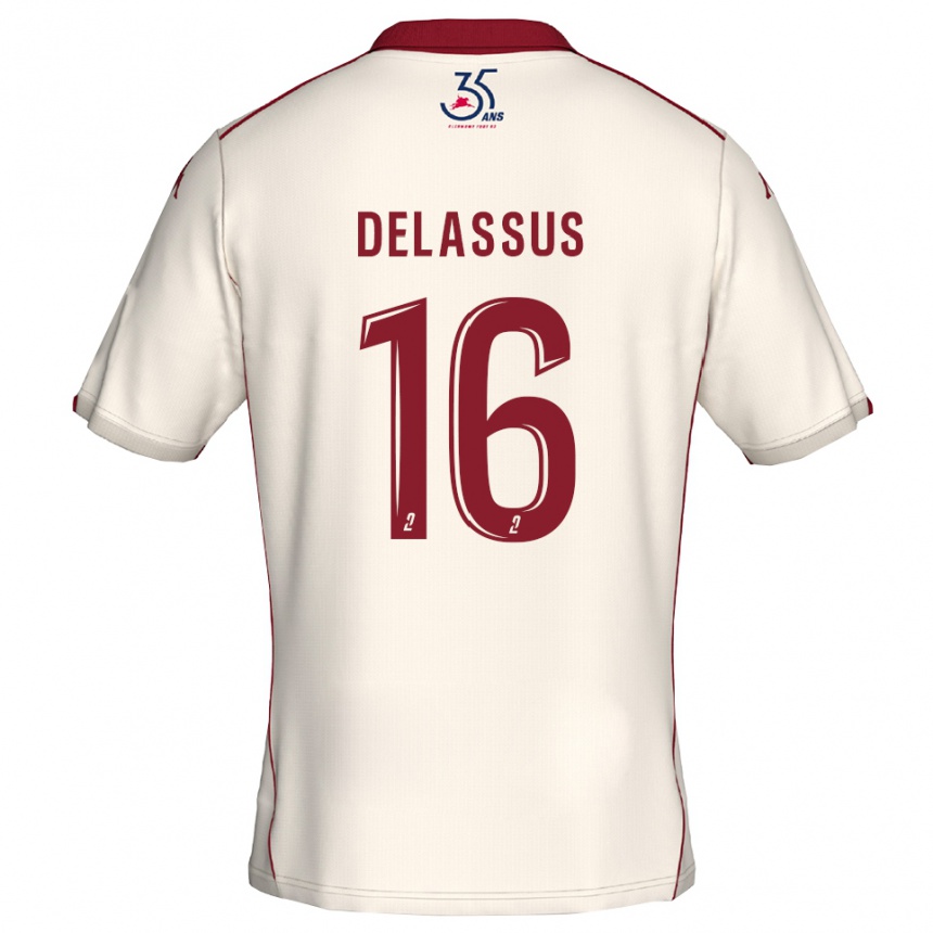 ילדים כדורגל Gabin Delassus #16 לבן בורדו הרחק ג'רזי 2025/26