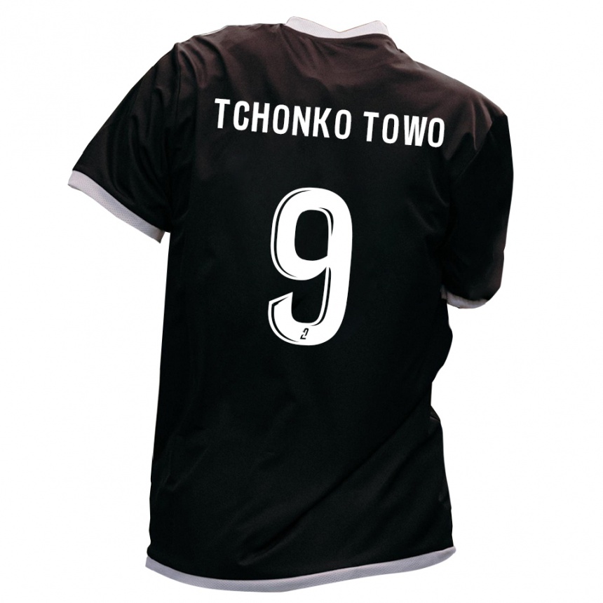 ילדים כדורגל Lindjeck Tchonko Towo #9 שחור זהב הרחק ג'רזי 2025/26