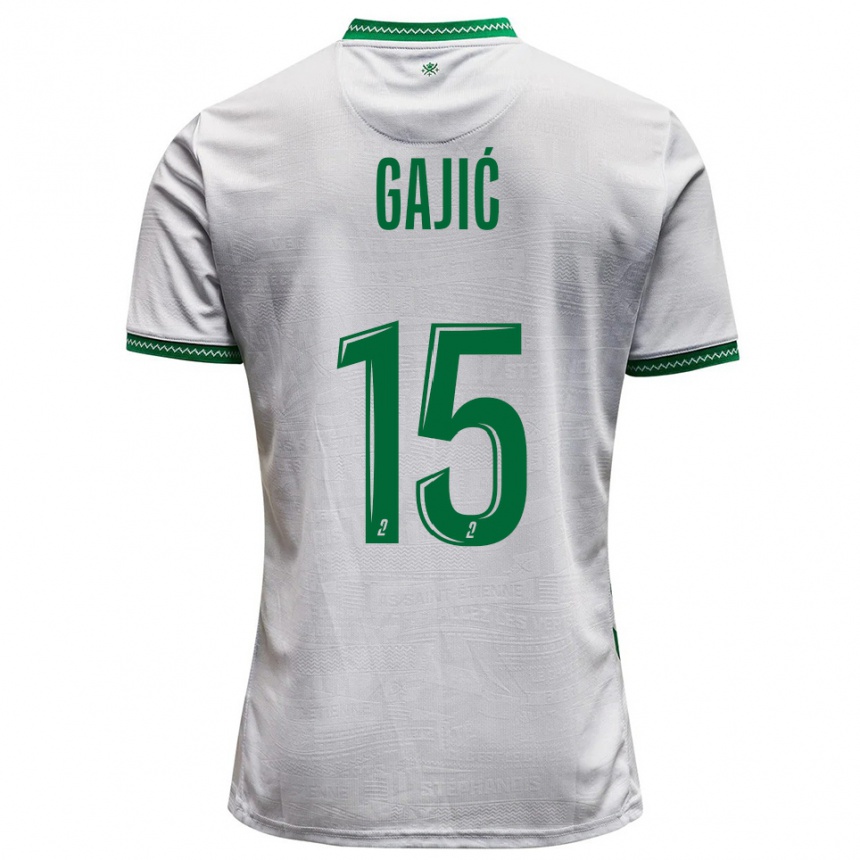 ילדים כדורגל Aleksandra Gajić #15 לבן ירוק הרחק ג'רזי 2025/26