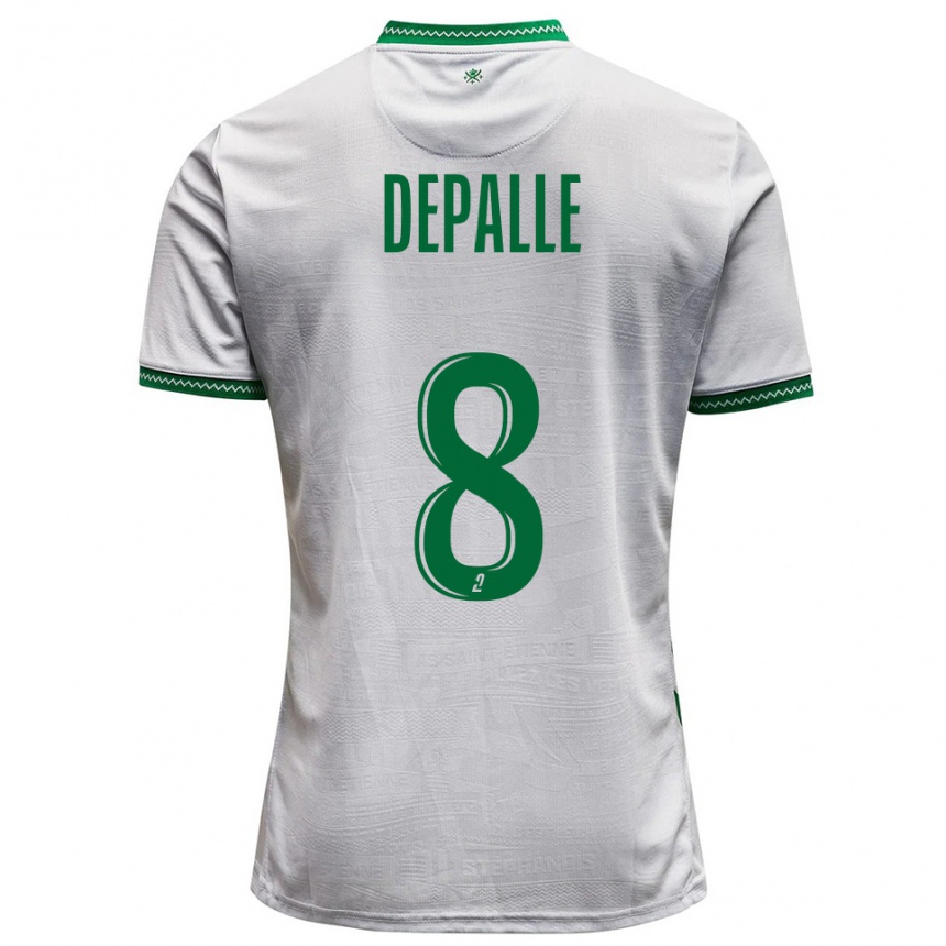ילדים כדורגל ולנטין דפאל #8 לבן ירוק הרחק ג'רזי 2025/26