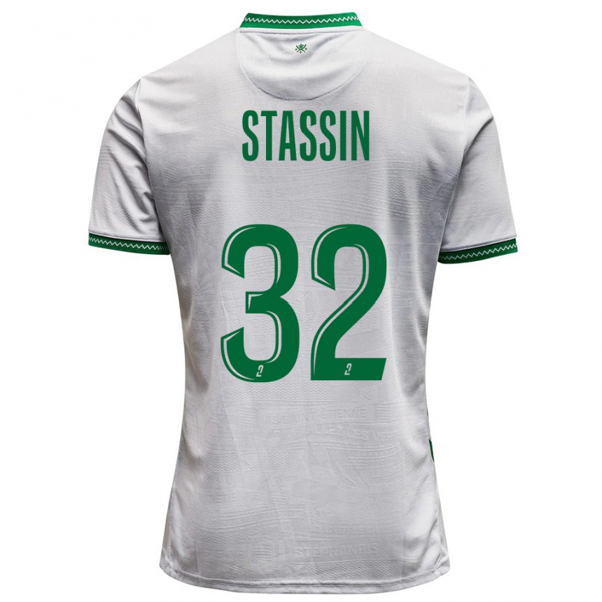 ילדים כדורגל לוקאס סטאסין #32 לבן ירוק הרחק ג'רזי 2025/26