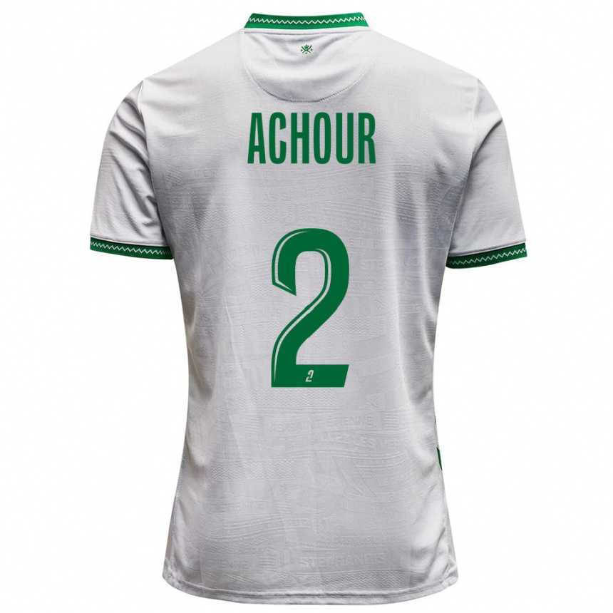 ילדים כדורגל Samy Achour #2 לבן ירוק הרחק ג'רזי 2025/26