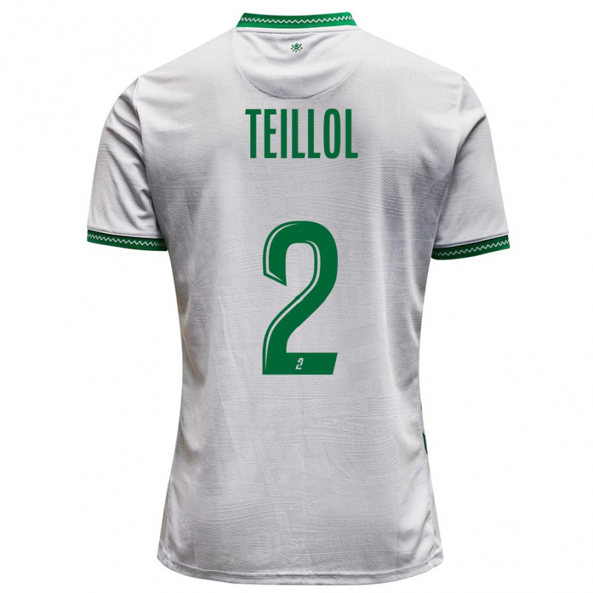 ילדים כדורגל Tom Teillol #2 לבן ירוק הרחק ג'רזי 2025/26