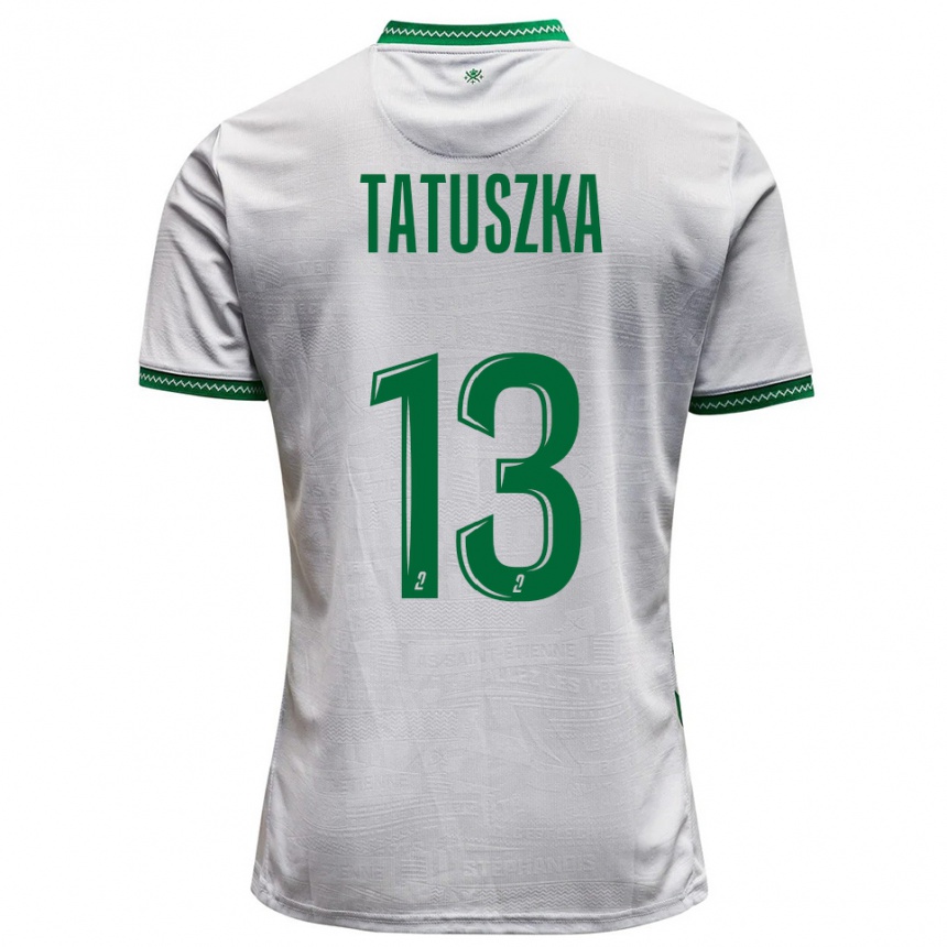 ילדים כדורגל Maxence Tatuszka #13 לבן ירוק הרחק ג'רזי 2025/26