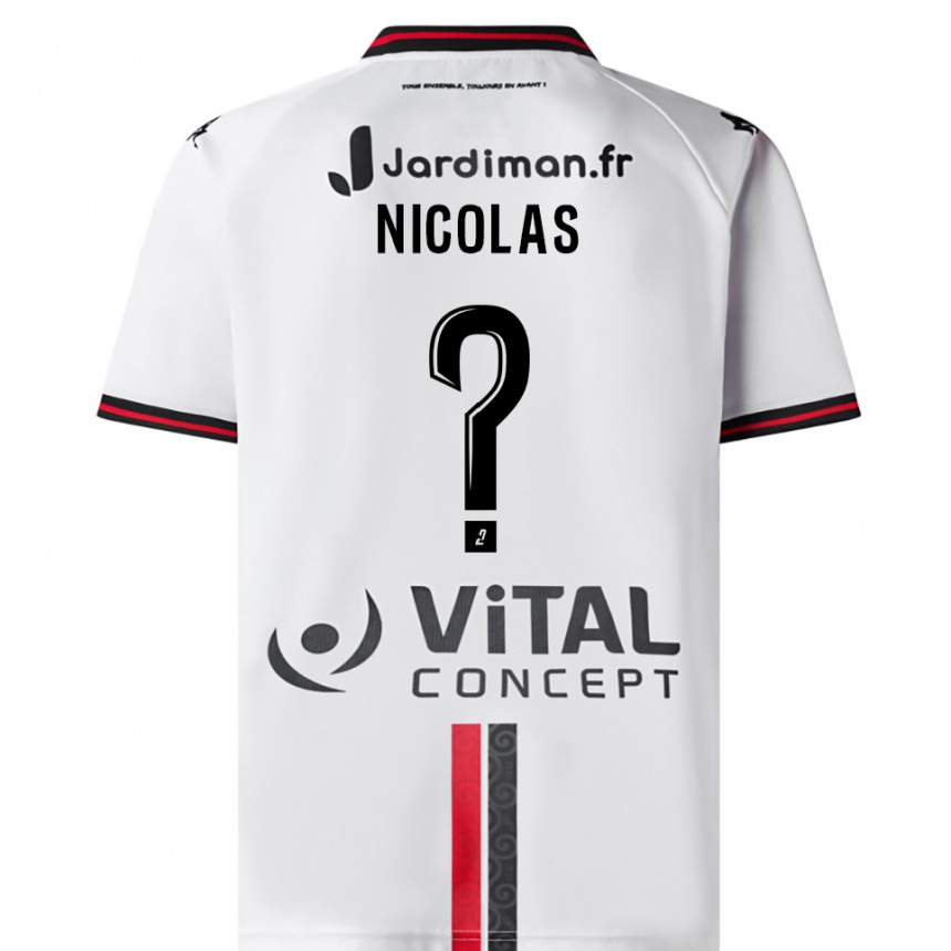 ילדים כדורגל Corentin Nicolas #0 לבן אדום הרחק ג'רזי 2025/26