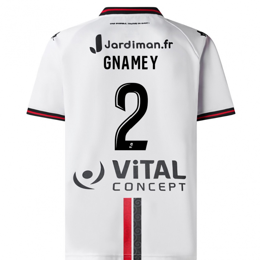 ילדים כדורגל Servais Gnamey #2 לבן אדום הרחק ג'רזי 2025/26