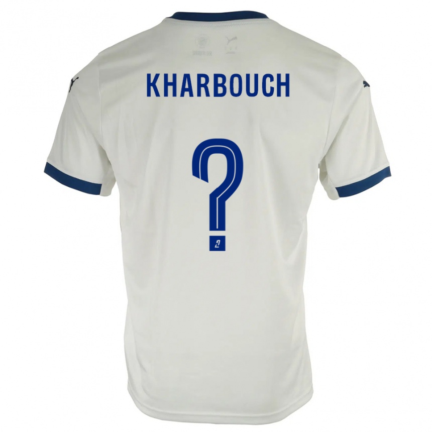 ילדים כדורגל Yanis Kharbouch #0 לבן כחול הרחק ג'רזי 2025/26