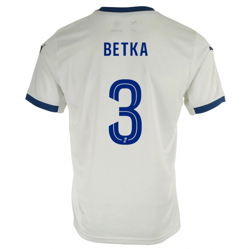 ילדים כדורגל Naël Betka #3 לבן כחול הרחק ג'רזי 2025/26