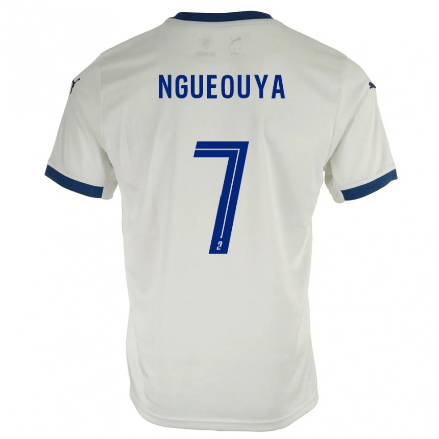 ילדים כדורגל Anthony Ngueouya #7 לבן כחול הרחק ג'רזי 2025/26