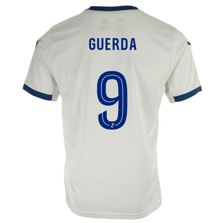 ילדים כדורגל Rylan Guerda #9 לבן כחול הרחק ג'רזי 2025/26