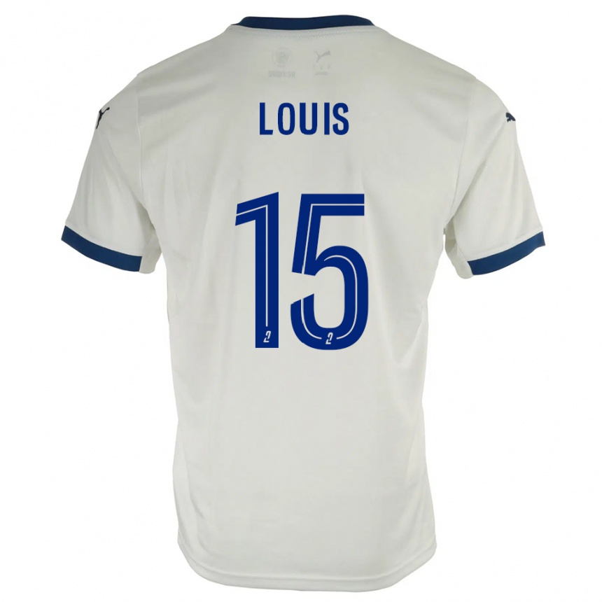 ילדים כדורגל Thémis Louis #15 לבן כחול הרחק ג'רזי 2025/26