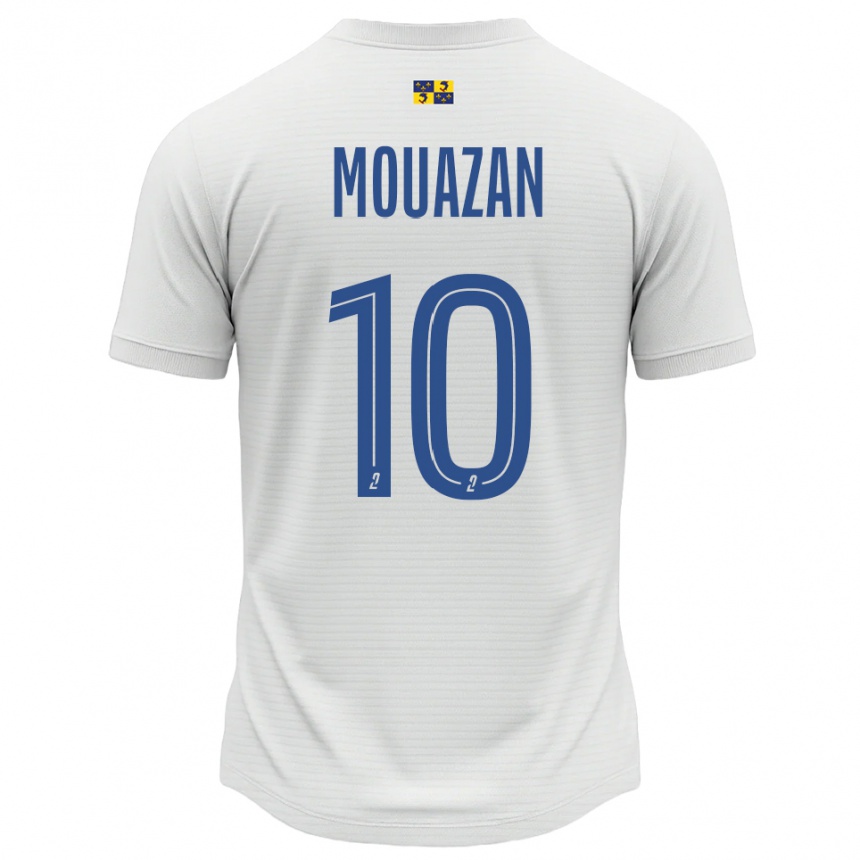 ילדים כדורגל Baptiste Mouazan #10 לבן כחול הרחק ג'רזי 2025/26