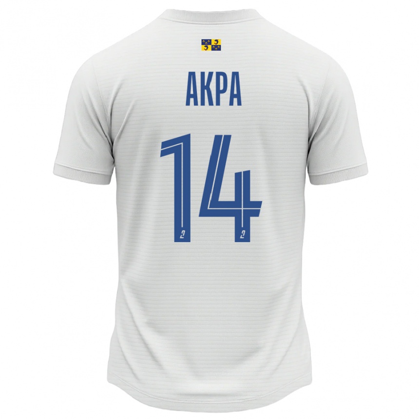 ילדים כדורגל Mara Akpa #14 לבן כחול הרחק ג'רזי 2025/26
