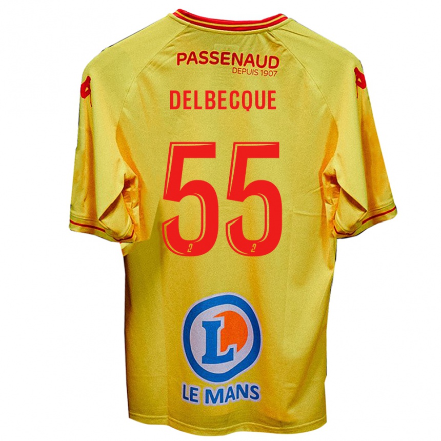 ילדים כדורגל Augustin Delbecque #55 צהוב הרחק ג'רזי 2025/26