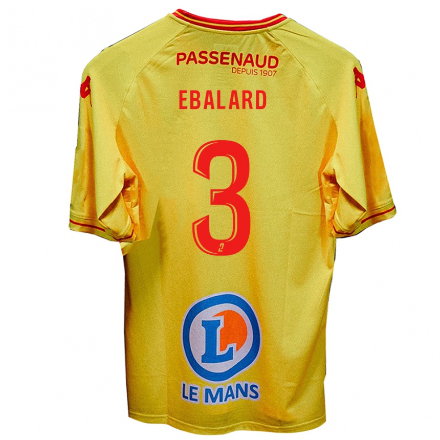 ילדים כדורגל Yannick Ebalard #3 צהוב הרחק ג'רזי 2025/26