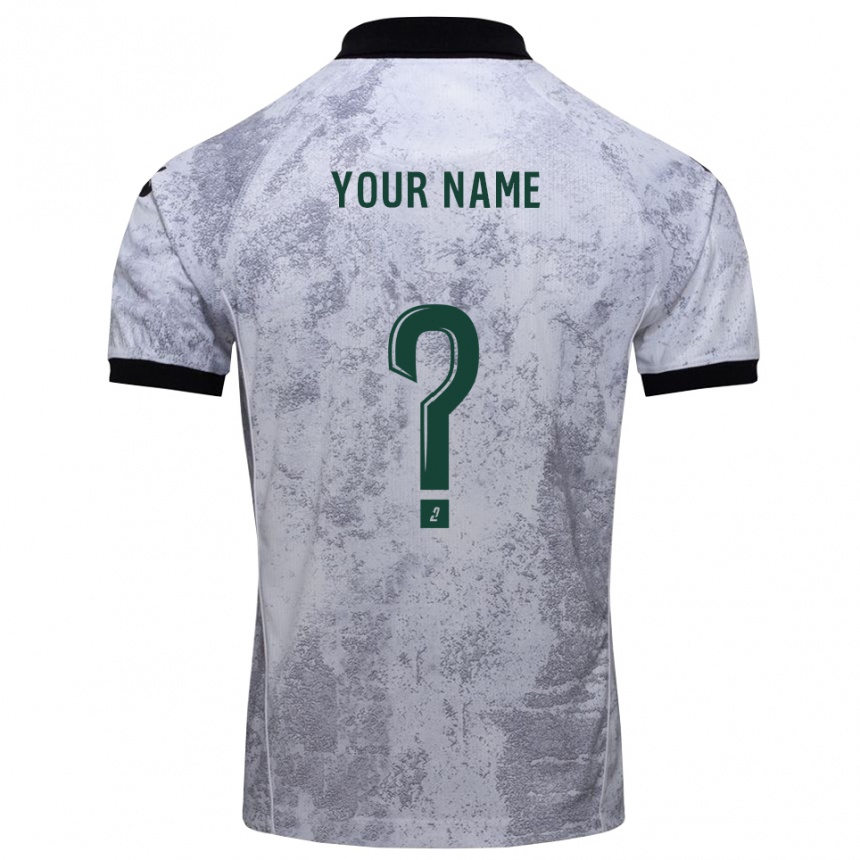 ילדים כדורגל השם שלך #0 לבן שחור הרחק ג'רזי 2025/26