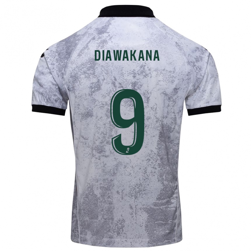 ילדים כדורגל Malik Diawakana #9 לבן שחור הרחק ג'רזי 2025/26