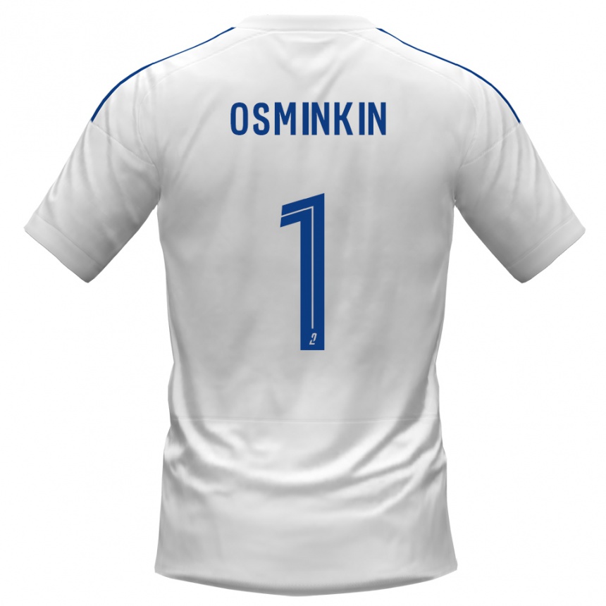 ילדים כדורגל Vitaliy Osminkin #1 לבן כחול הרחק ג'רזי 2025/26