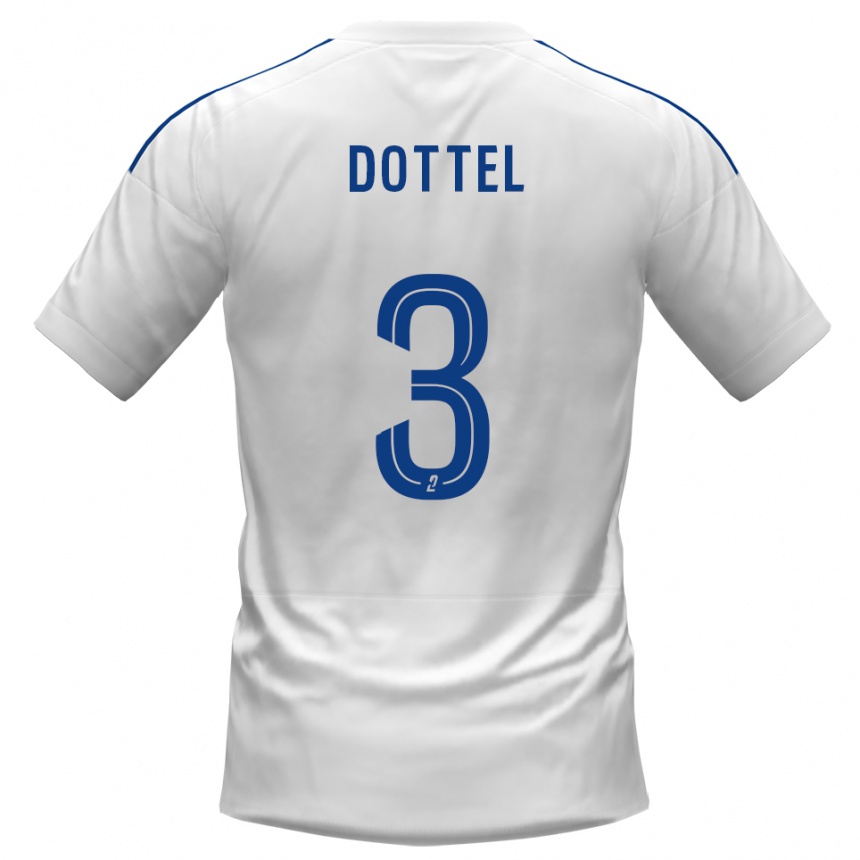 ילדים כדורגל Lisandru Dottel #3 לבן כחול הרחק ג'רזי 2025/26